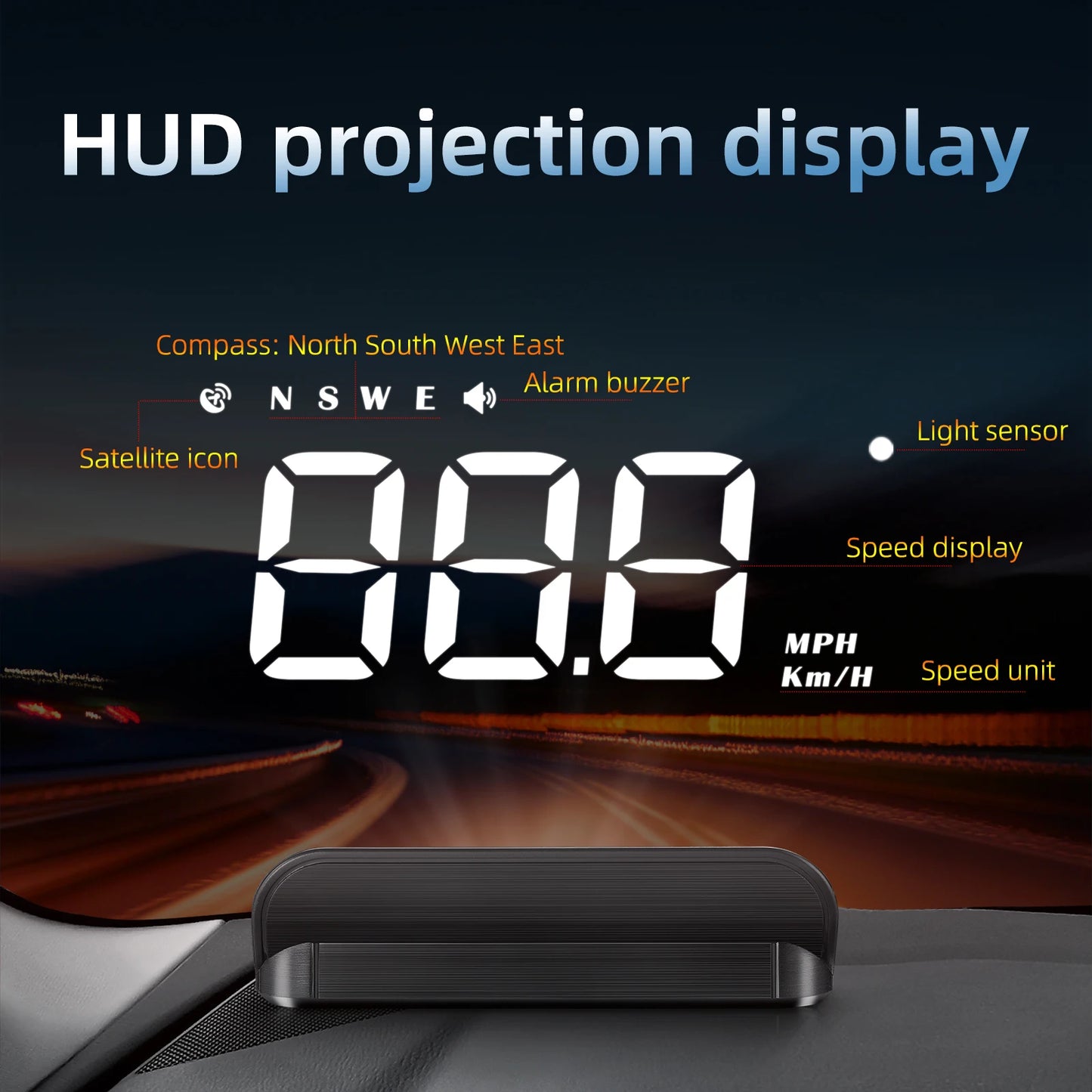 Heads Up Display Speedometer (With Alarm and Compass)