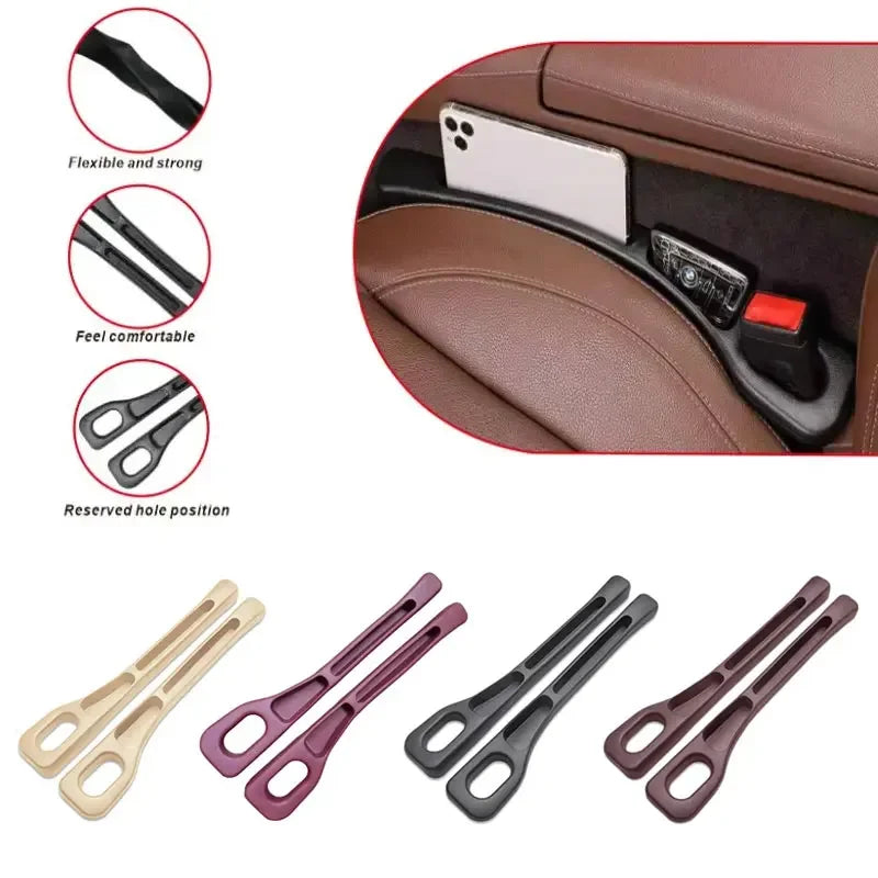 Upgrade Your Car with 2Pc Waterproof Seat Gap Filler Organizer - PU Plug Strip with Grooves for Effortless Storage!