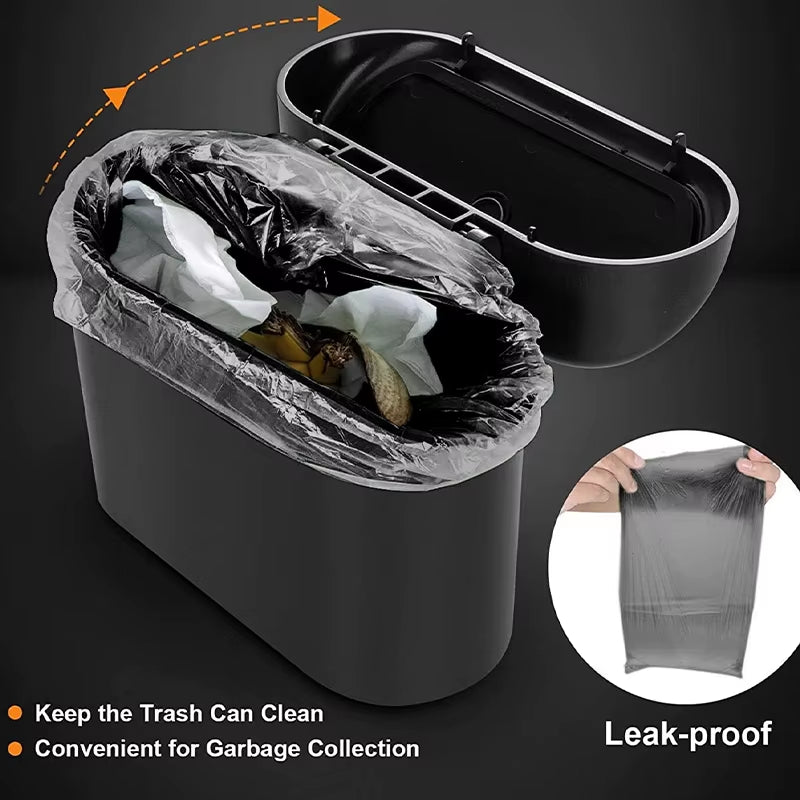 1L Car Interior Storage Box Trash Can with 4 Rolls (60Pcs)