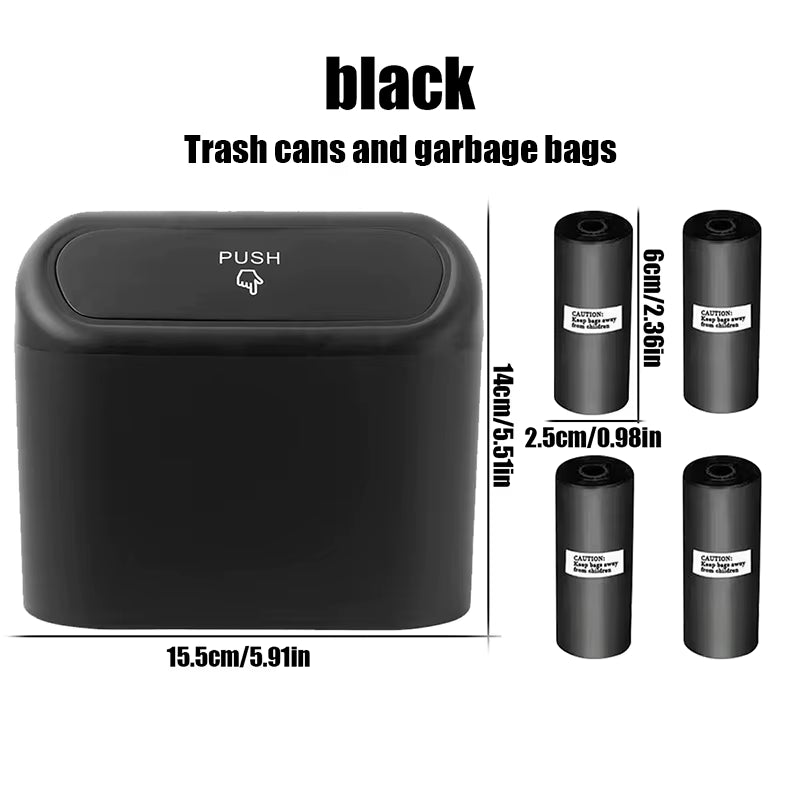 1L Car Interior Storage Box Trash Can with 4 Rolls (60Pcs)